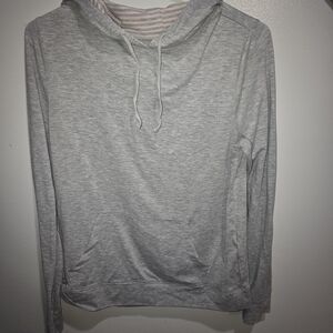Old Navy Light Gray Hoodie with Striped Lining
